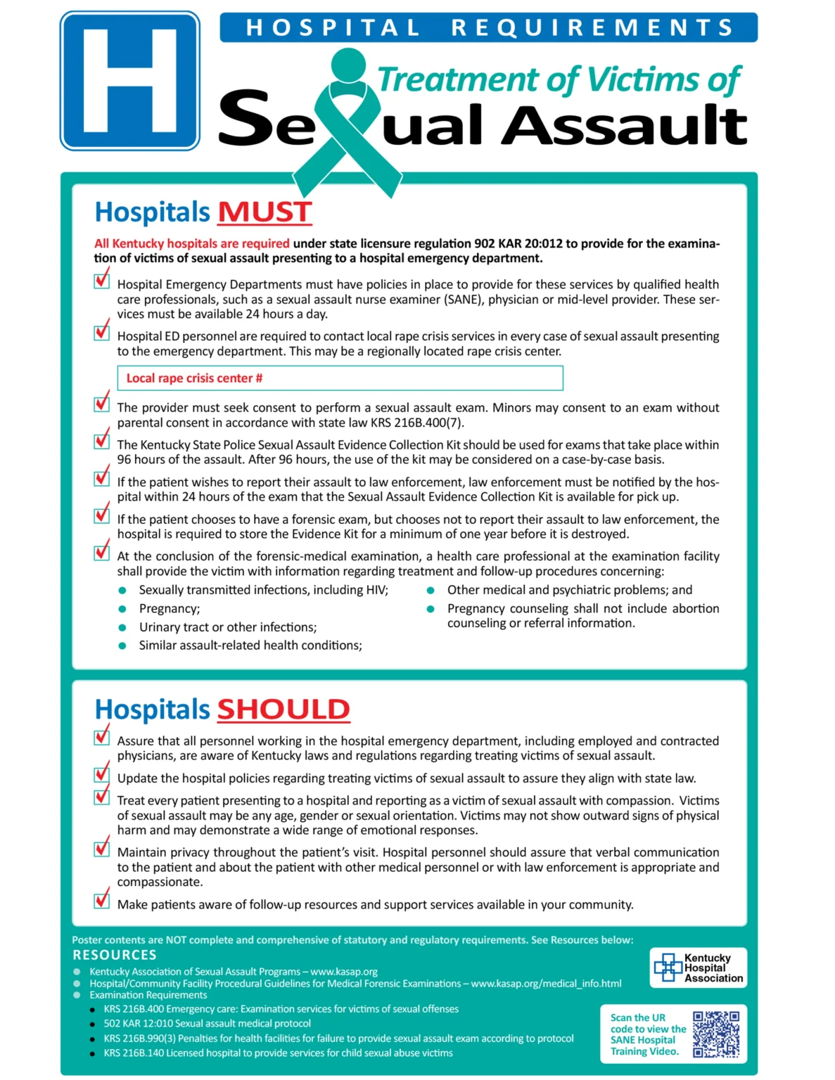 Treatment of Victims of Sexual Assault poster