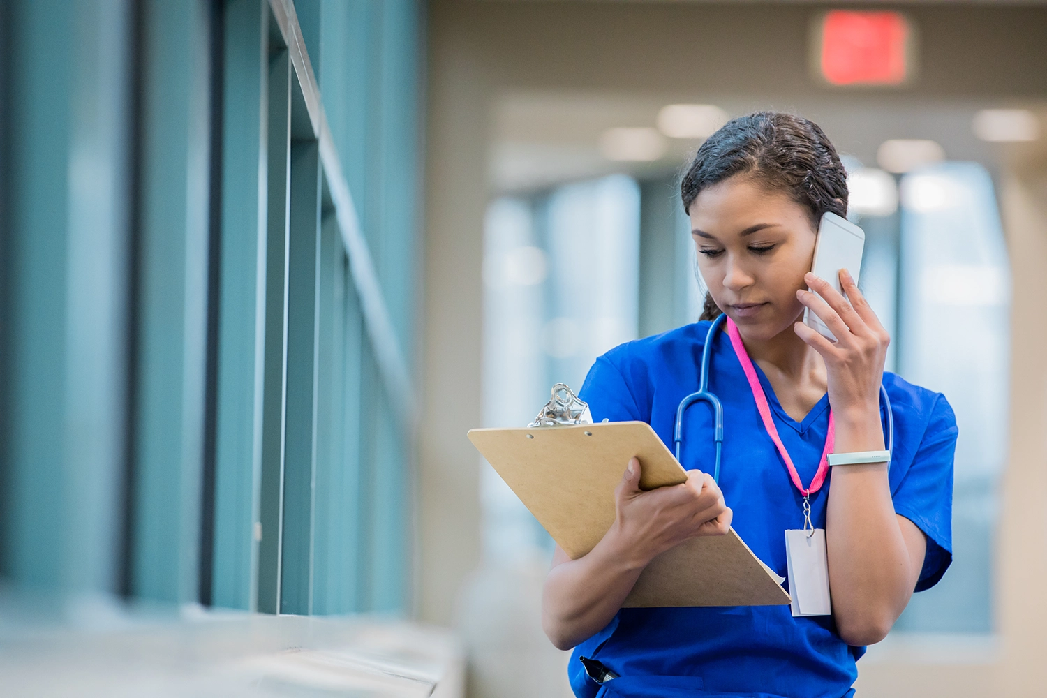 Photo of nurse on phone