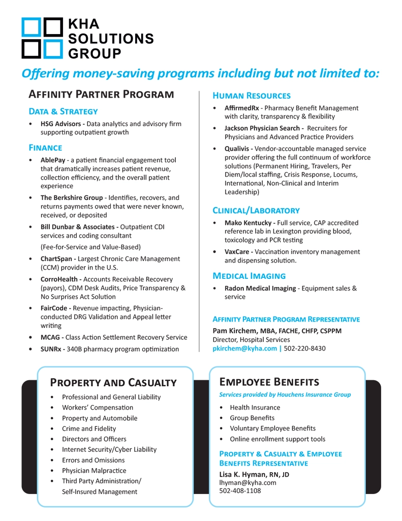 KHA Affinity Partner Program brochure