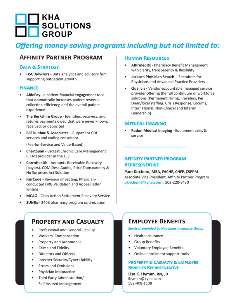 KHA Affinity Partner Program brochure