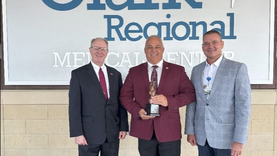Pictured (left to right) are KHA’s Jim Musser, Representative Dotson, and Clark Regional Medical Center CEO Matt Smith.